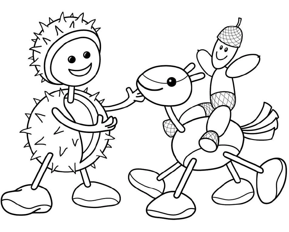 A chestnut man greets a chestnut horse coloring page